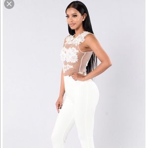 White fashion nova jumpsuit